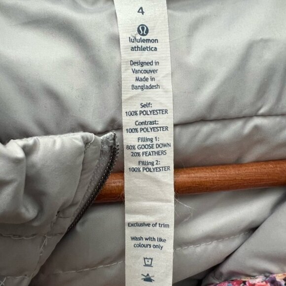 Lululemon Spring Fling Puffy Windbreaker Down filled Jacket Silver Spoon Size 4 - Picture 7 of 7